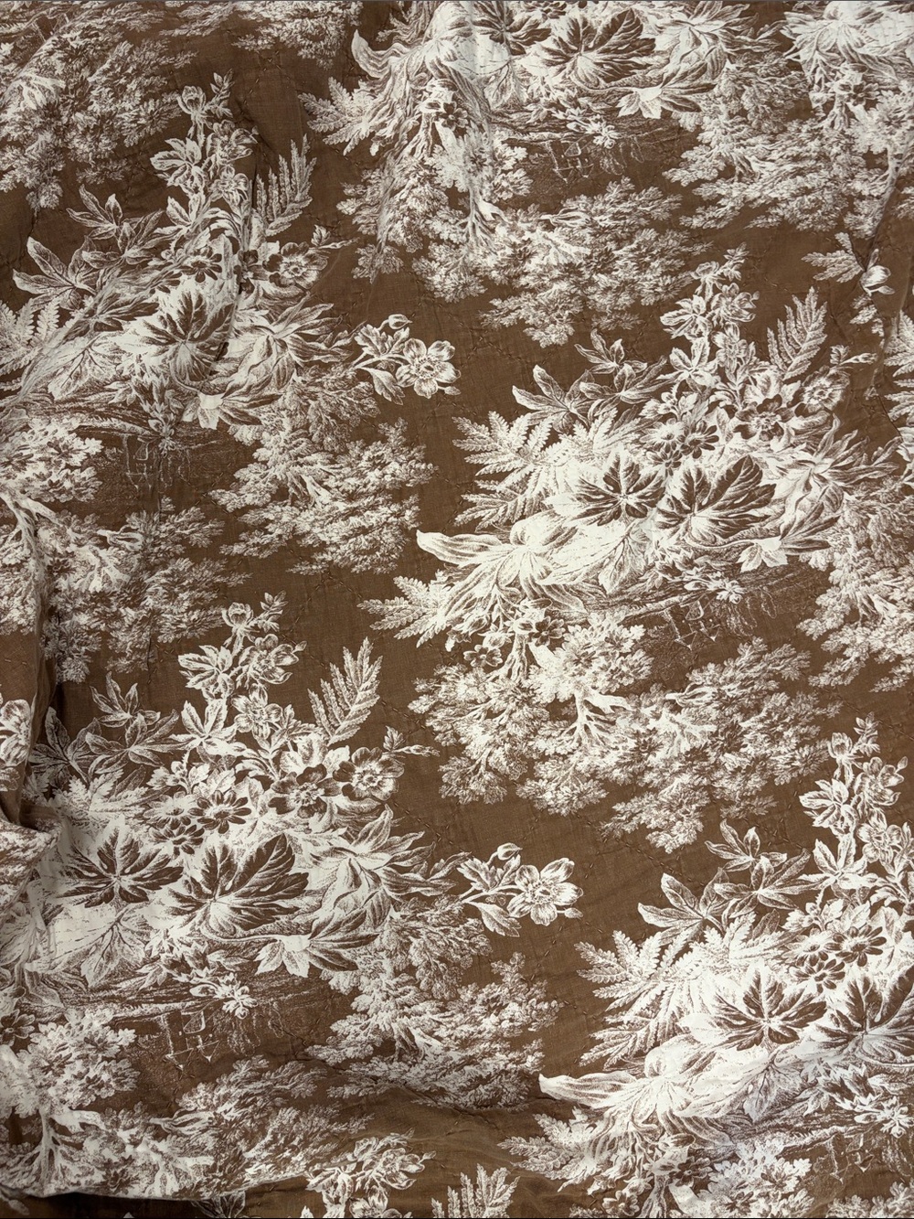 Rare Pottery Barn Matine French Toile Quilt w/ Ruffle Pleated Edges Reversible